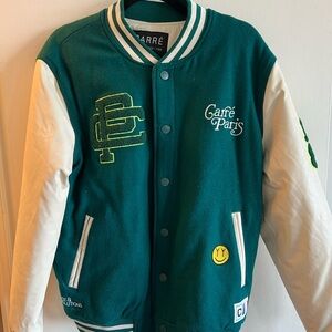 Paris Green and White Varsity Jacket